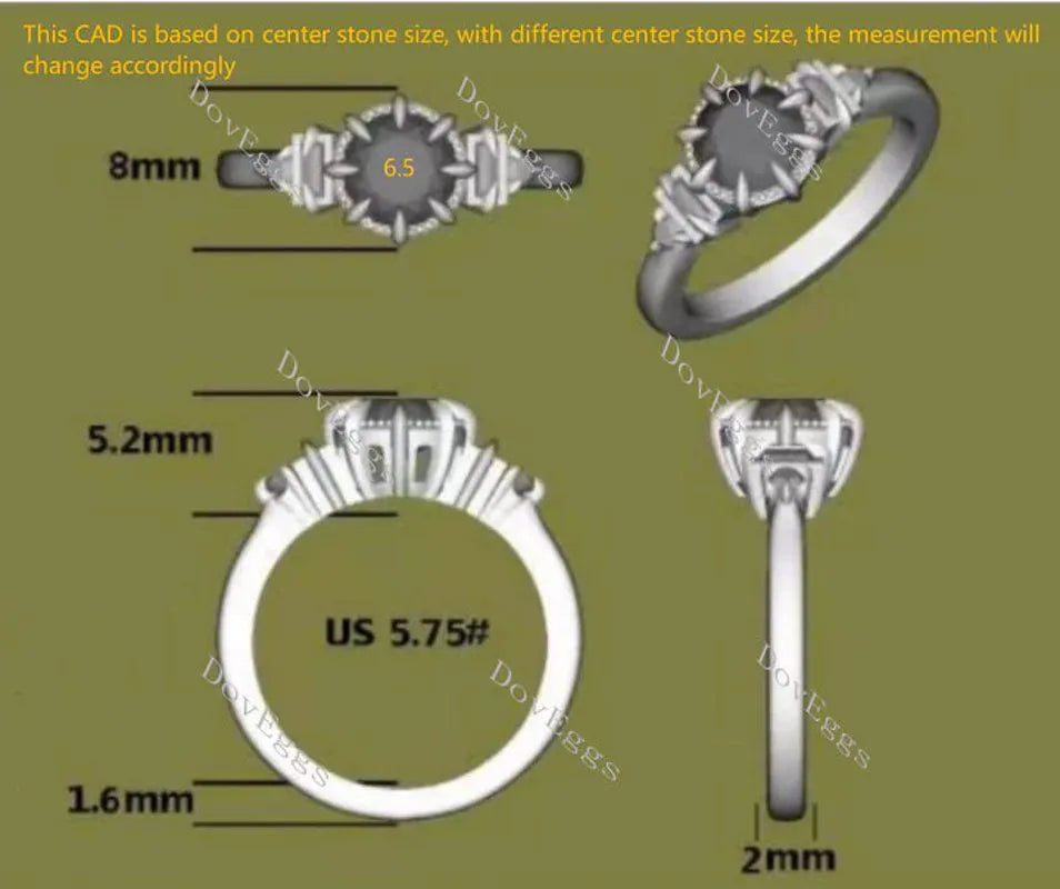 Doveggs side stones engagement ring semi-mount only(Exclusively to DovEggs Stones)