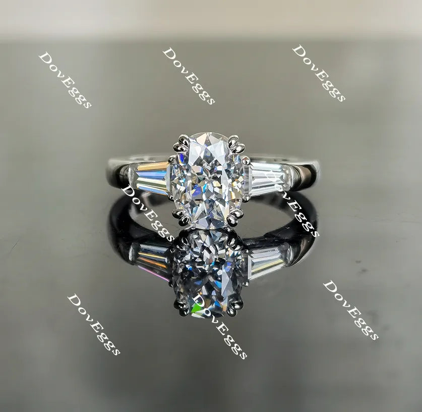 Oval three stones moissanite engagement ring| Doveggs