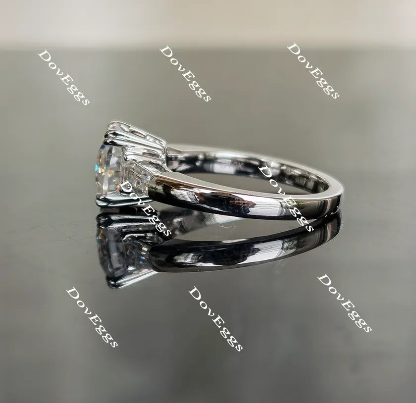 Oval three stones moissanite engagement ring| Doveggs