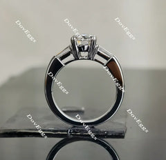 Oval three stones moissanite engagement ring| Doveggs