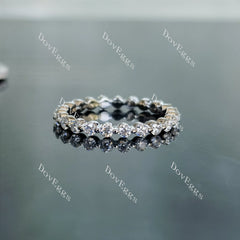 Doveggs round full eternity bubble moissanite/lab grown diamond wedding band-2.0mm band width