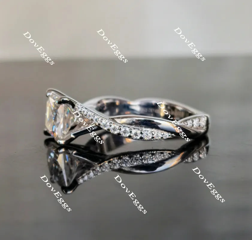 Alzare princess curved band moissanite engagement ring