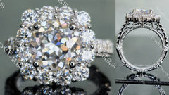 DovEggs round halo moissanite engagement ring