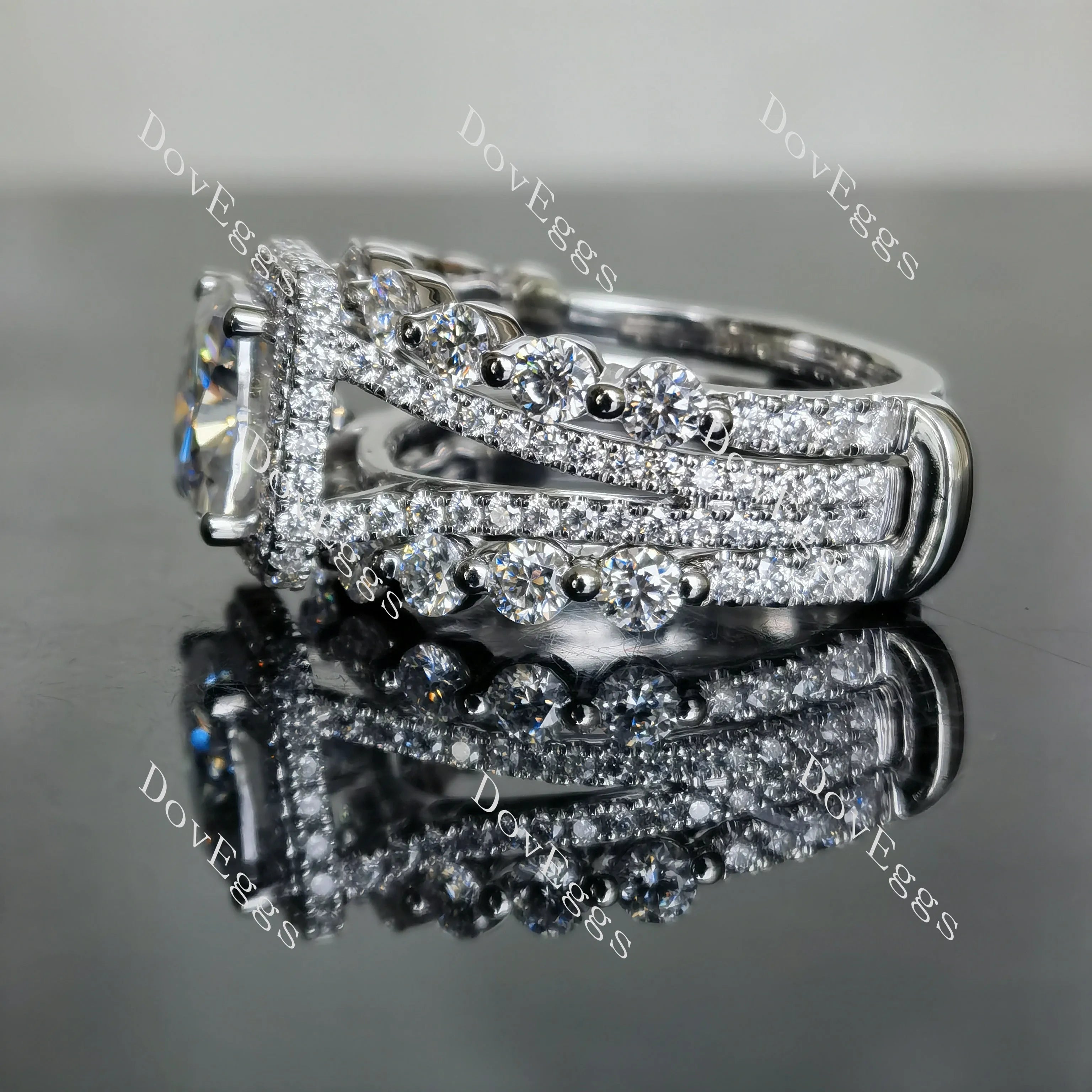 Doveggs round pave moissanite/lab grown diamond enhancer/wedding band(wedding band only)-7.6mm band width
