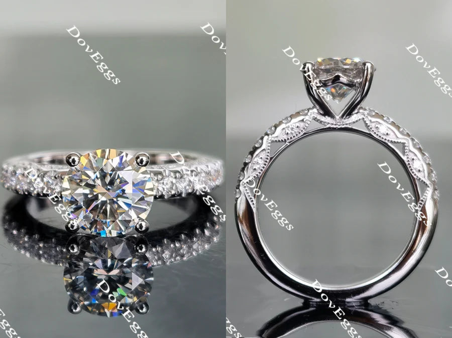 Doveggs half eternity pave engagement ring semi-mount only(Exclusively to DovEggs Stones)