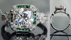 DovEggs cushion halo moissanite engagement ring