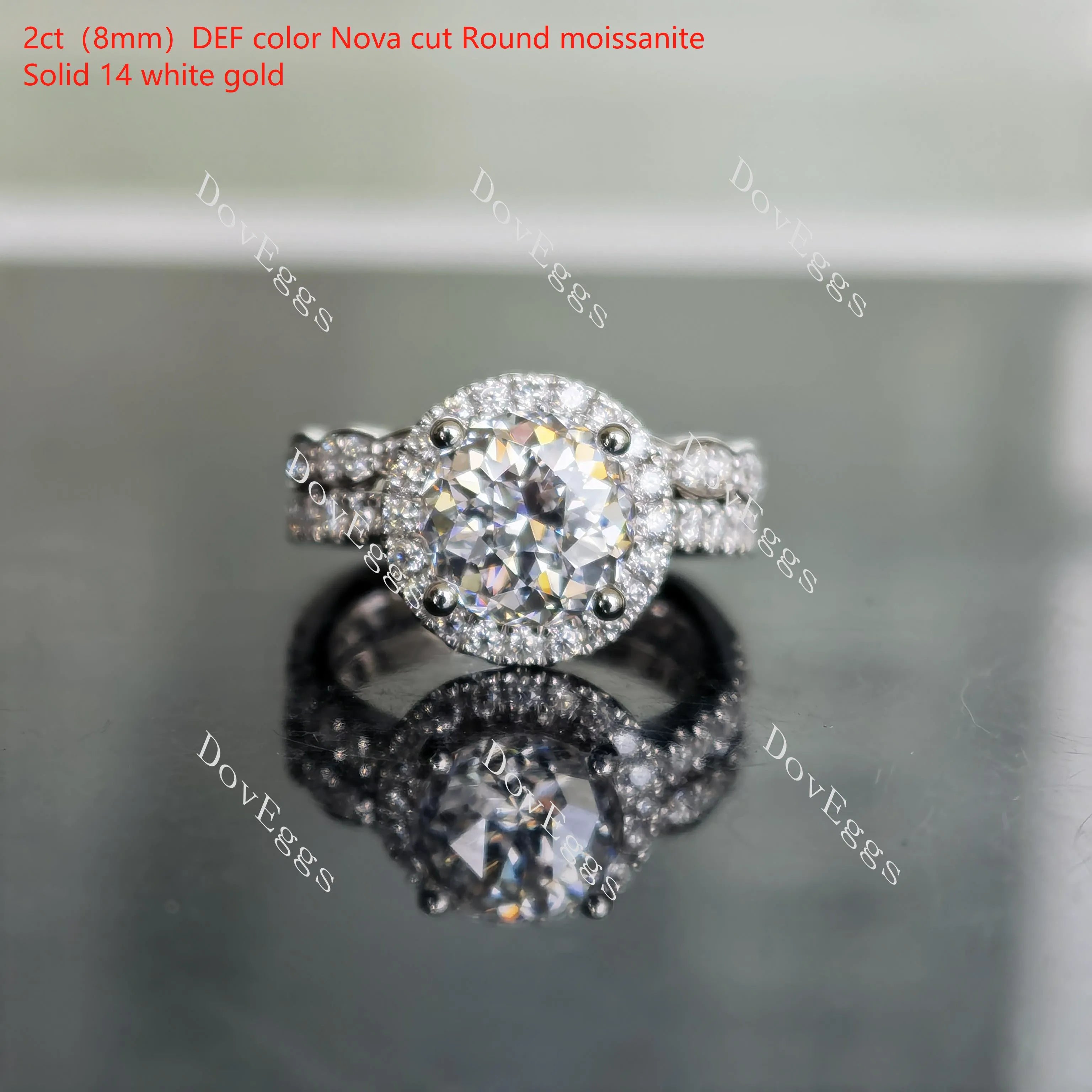 Doveggs halo round moissanite engagement ring only