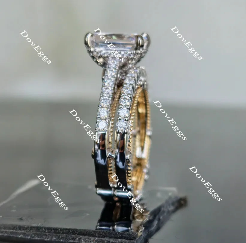 Doveggs Radiant Vintage/Antique Moissanite bridal set(2rings)