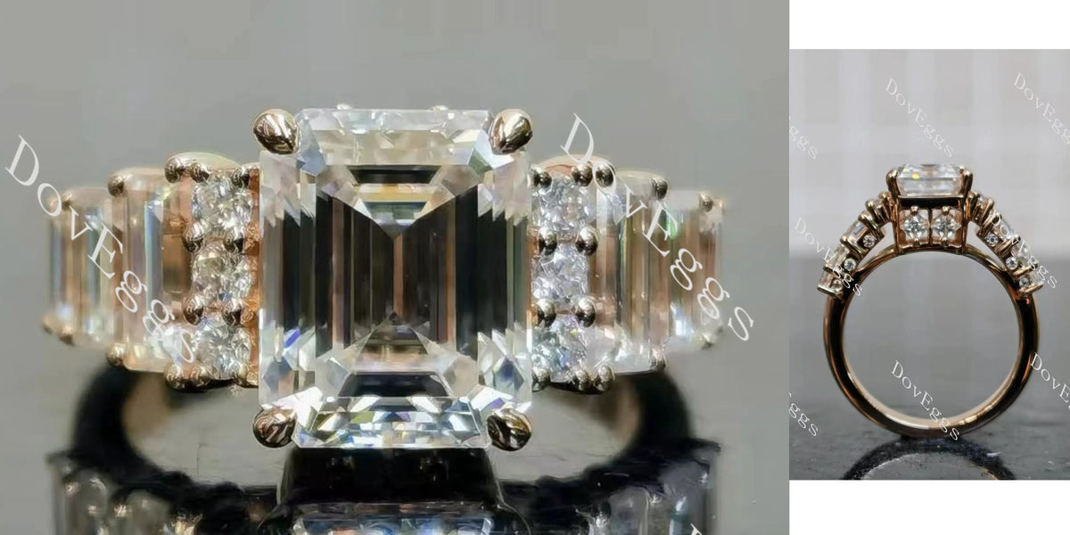 Beth's forever emeralds pave side stones moissanite engagement ring