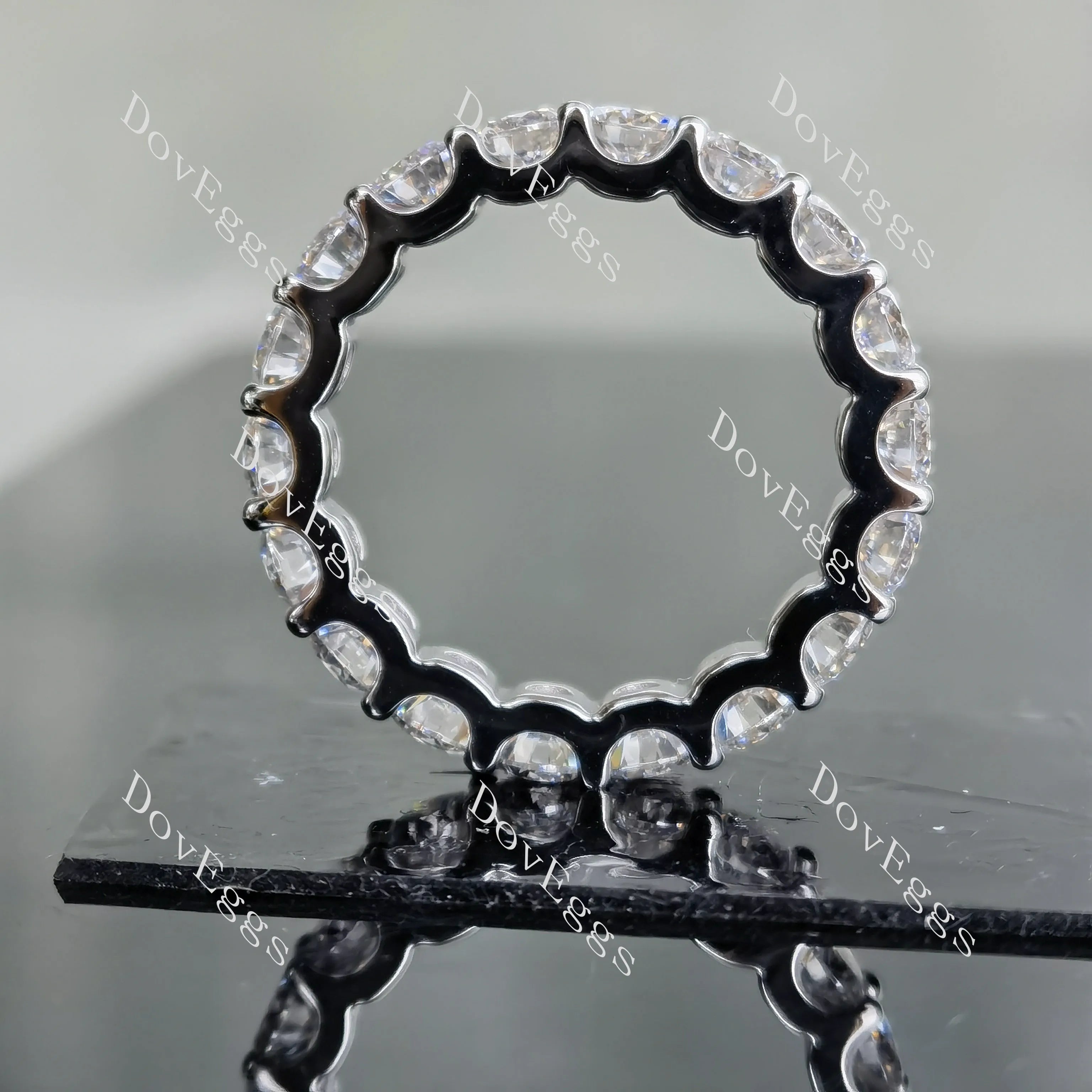 Doveggs round full eternity pave moissanite/lab grown diamond wedding band-4.0mm band width