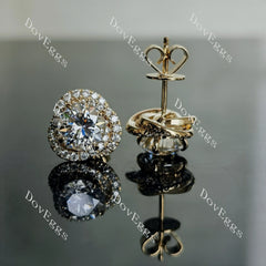 Doveggs flower shape halo round moissanite stud earrings for women