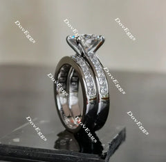 Doveggs princess channel set moissanite/lab grown diamond wedding band (wedding band only)-3mm band width