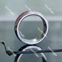 Doveggs half eternity pave princess colored gem and round moissanite wedding band-6mm band width