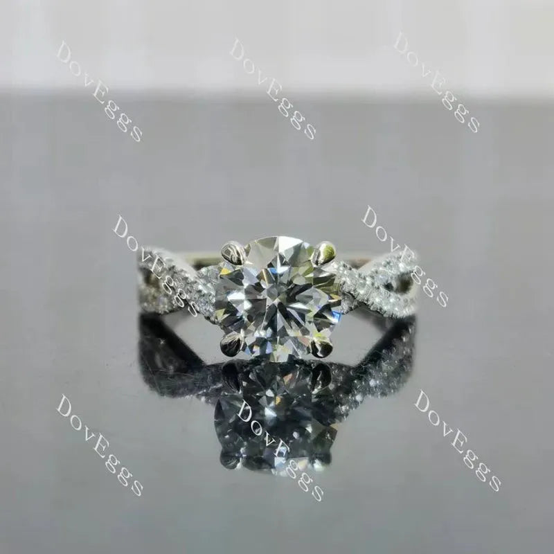 Doveggs pave cross band engagement ring semi-mount only(Exclusively to DovEggs Stones)