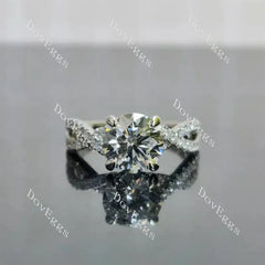 Doveggs pave cross band engagement ring semi-mount only(Exclusively to DovEggs Stones)