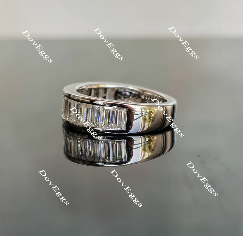 Doveggs half eternity channel set baguette moissanite/lab grown diamond wedding band-6mm band width
