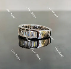 Doveggs half eternity channel set baguette moissanite/lab grown diamond wedding band-6mm band width