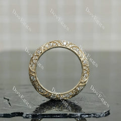 Doveggs vintage milgrain full eternity round moissanite/lab grown diamond wedding band-5.2mm band width