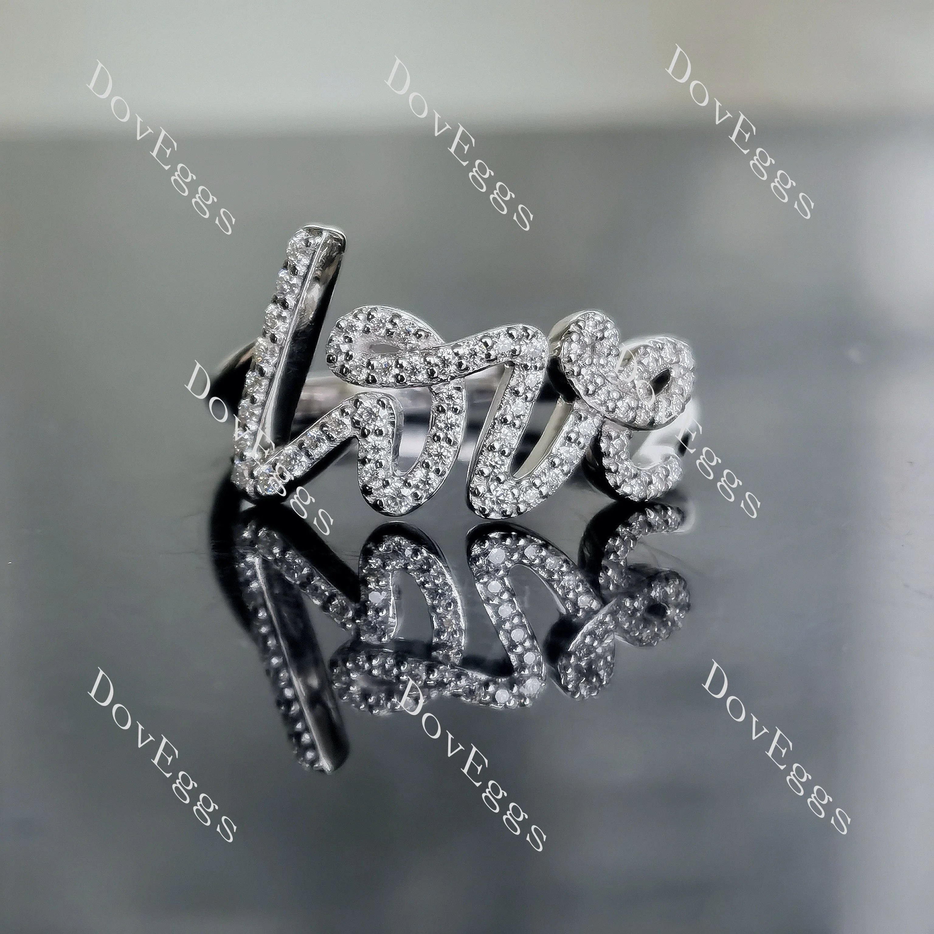 Amore round letters pave moissanite/lab grown diamond wedding band-2.0mm band width