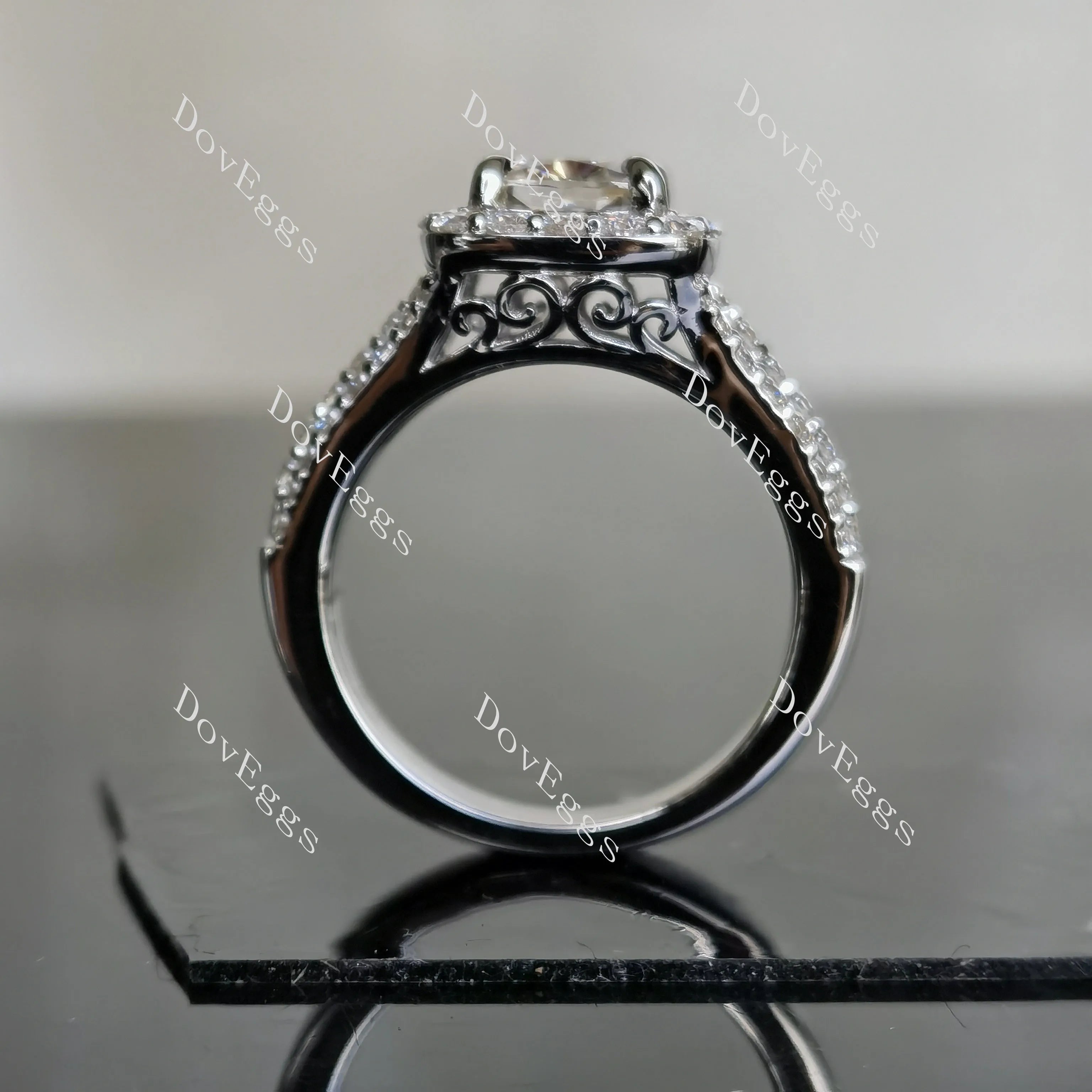doveggs cushion halo moissanite engagement ring only