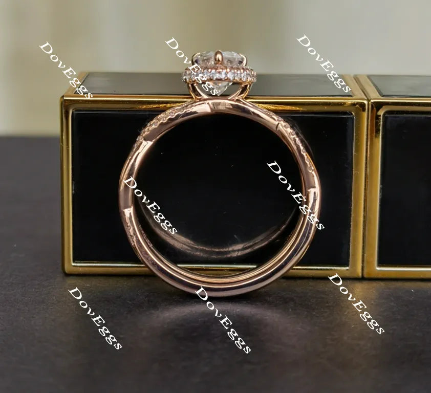 doveggs pear halo moissanite emgagement ring only