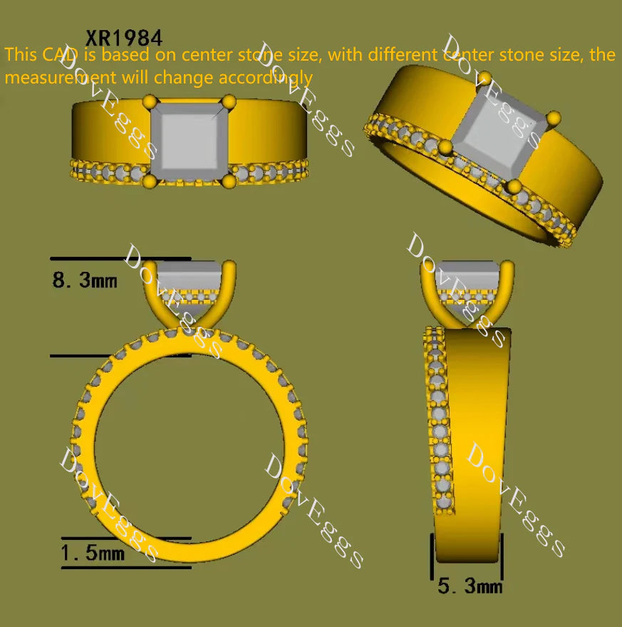 Doveggs pave additional stone band engagement ring only semi-mount only(Exclusively to DovEggs Stones)