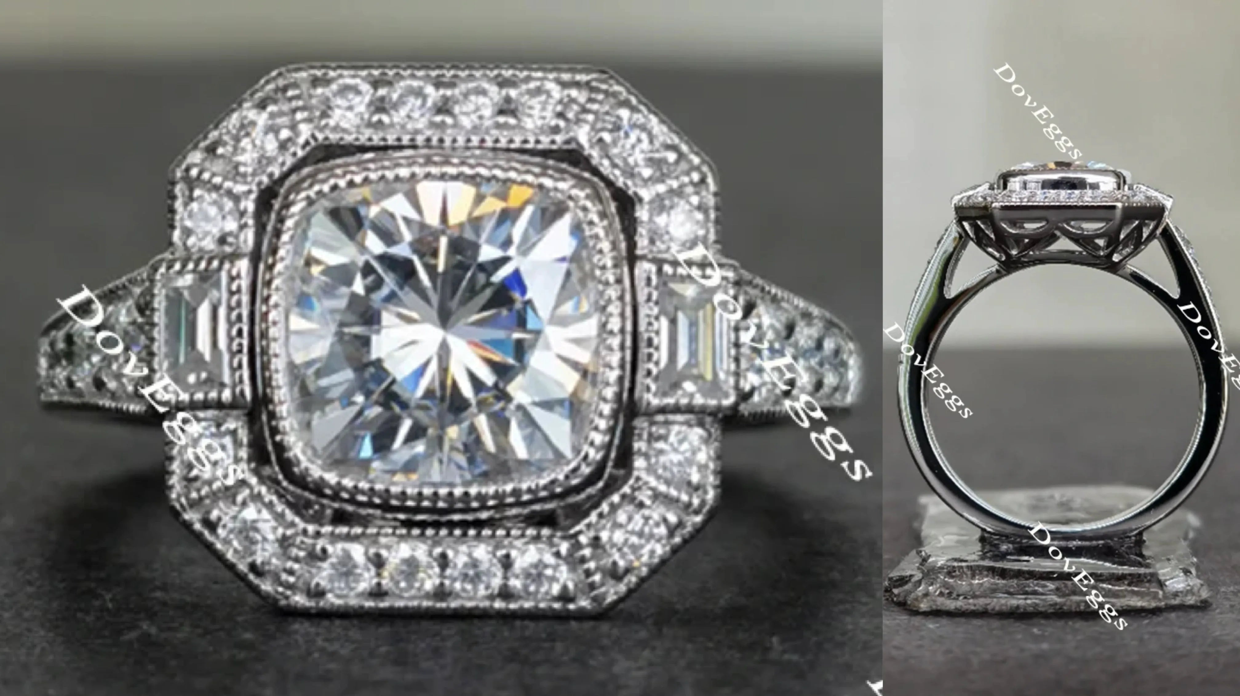 Doveggs halo moissanite engagement ring