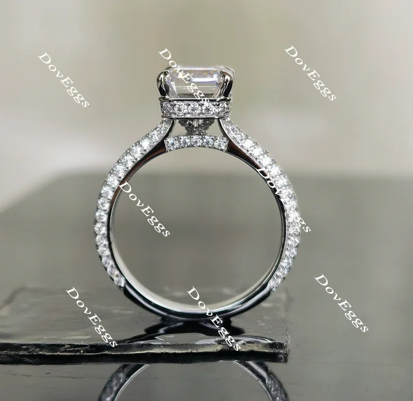 Doveggs paved emerald moissanite engagement ring