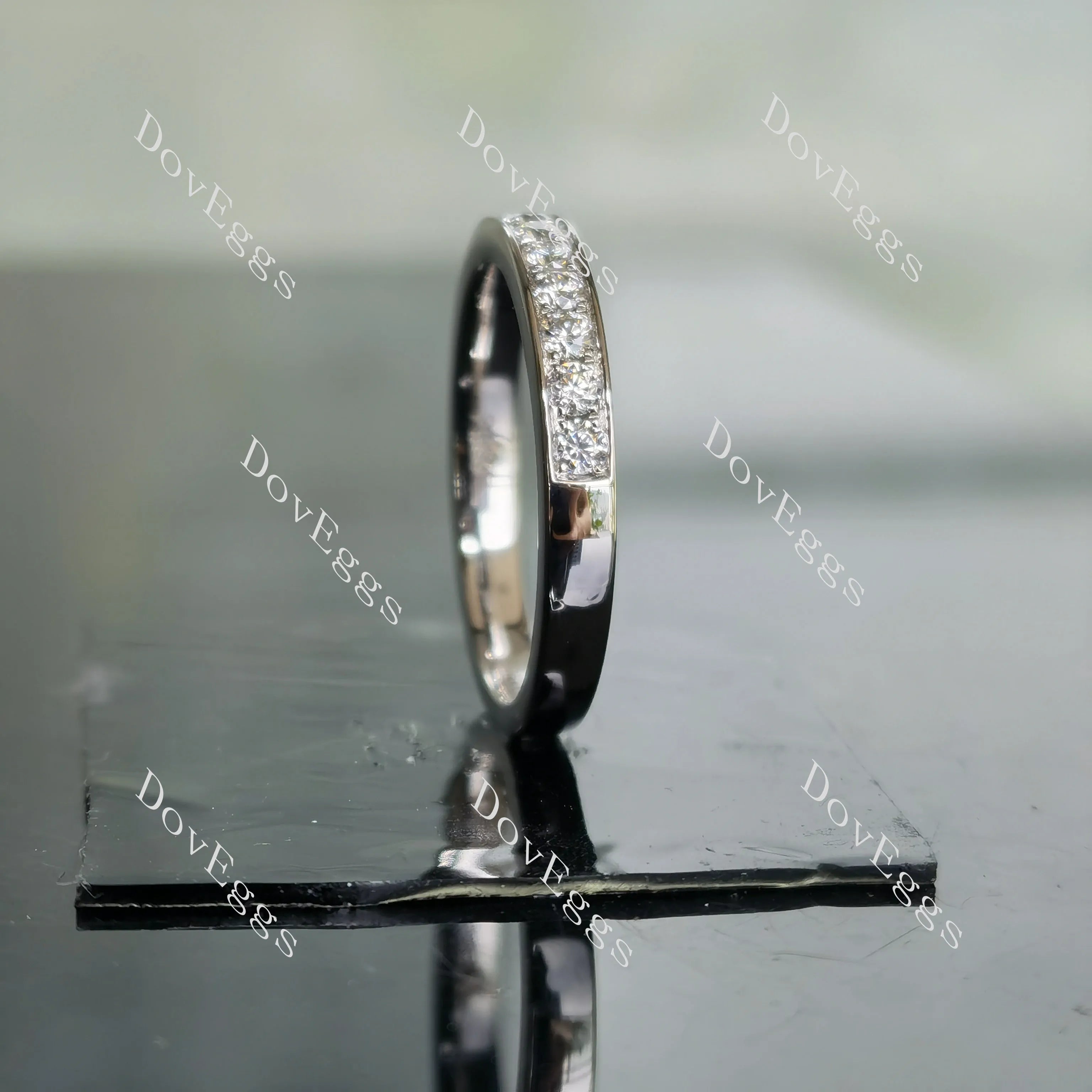 Doveggs half eternity channel set moissanite/lab grown diamond wedding band-2.5mm band width