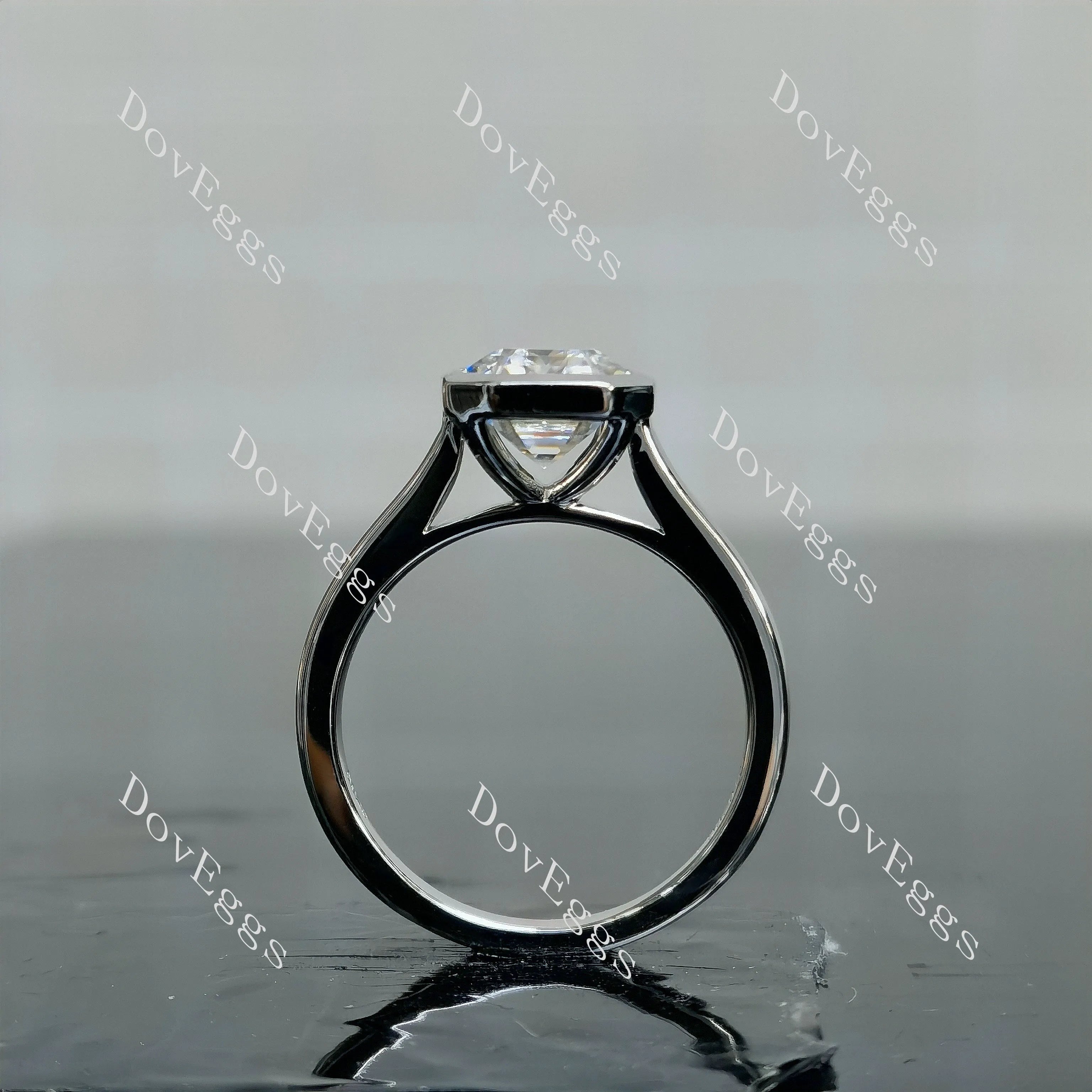Doveggs Elizabeth Taylor Krupp Cut bezel solitaire moissanite engagement ring