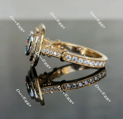Perdurabo cushion double halo moissanite engagement ring