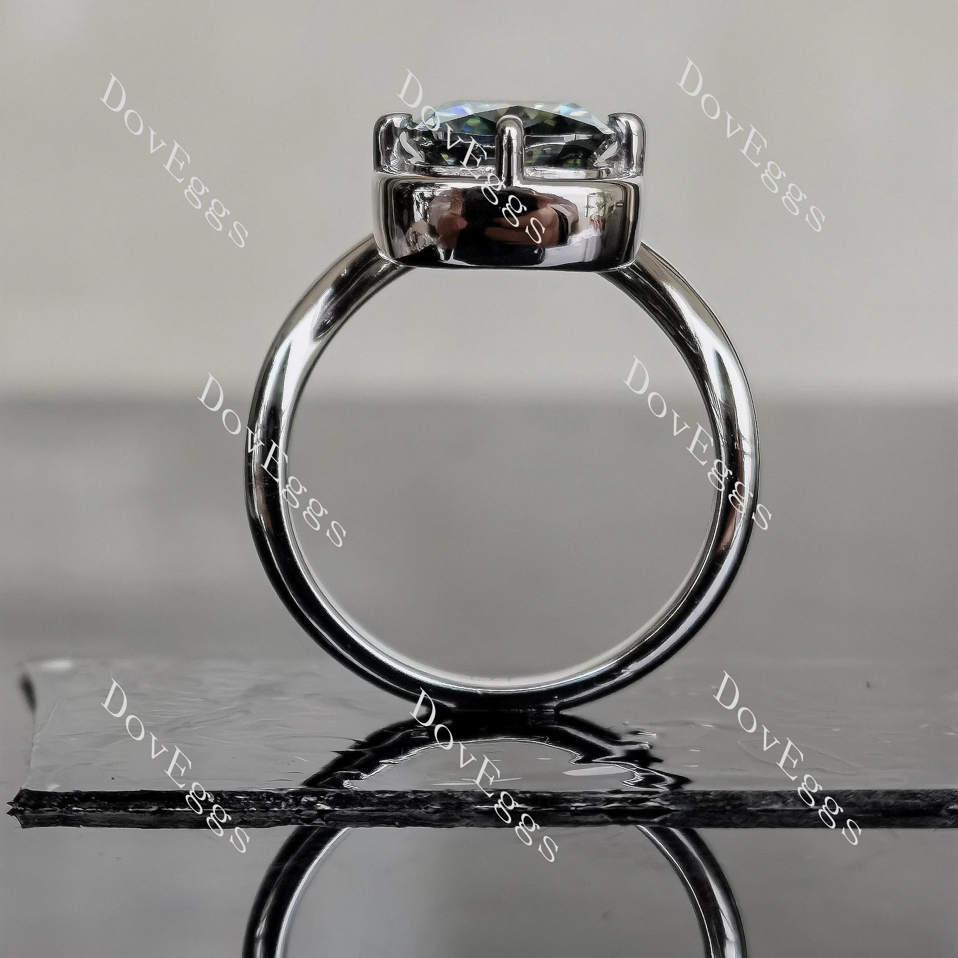 Doveggs cushion bezel solitaire colored moissanite engagement ring
