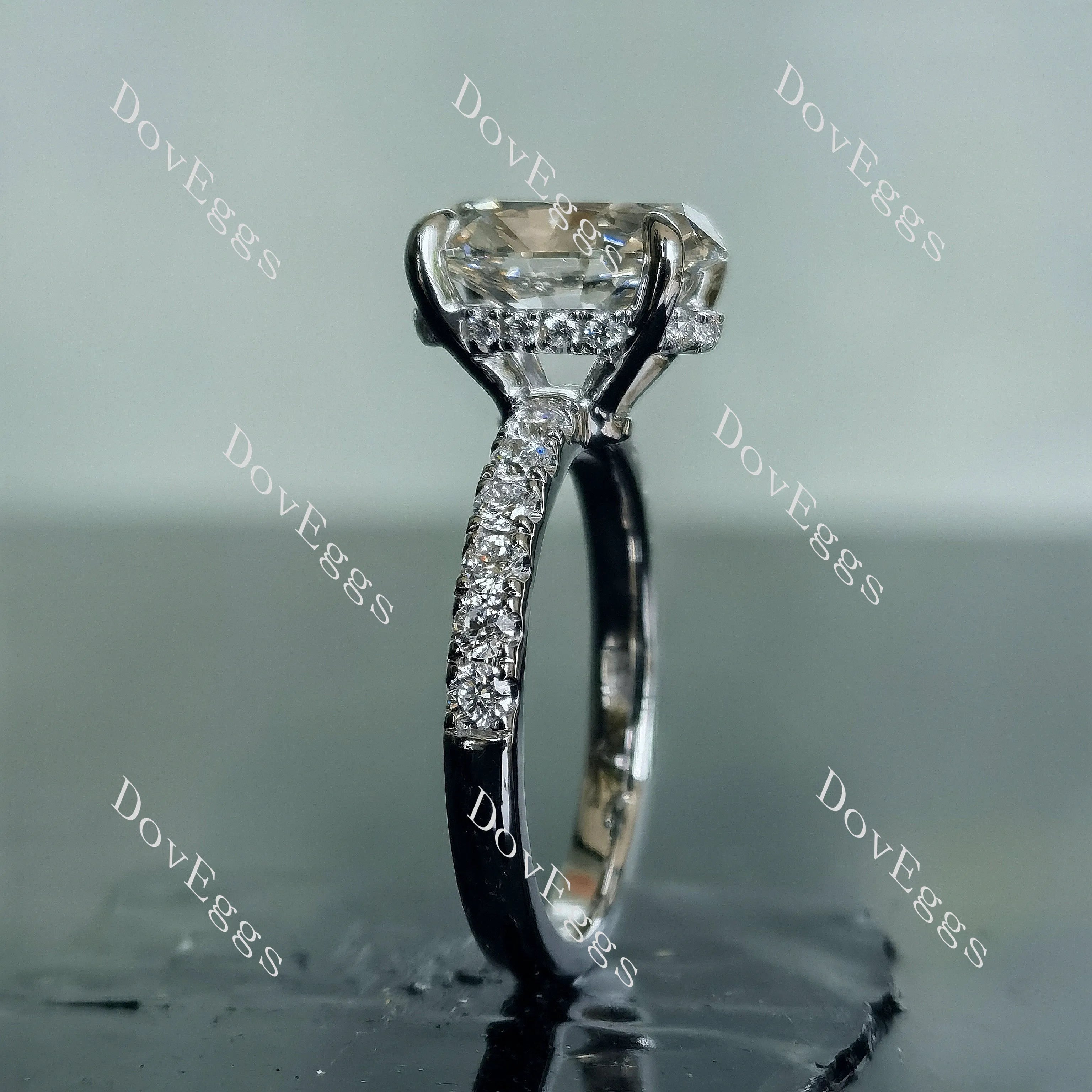 Doveggs Oval Pave Lab Grown Diamond Engagement Ring