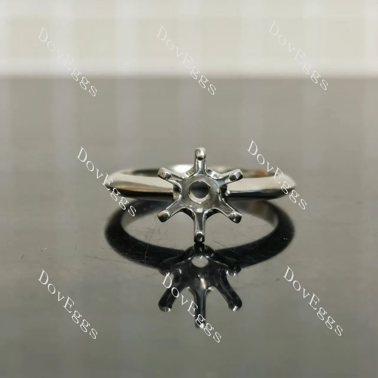 Doveggs classic 6 prongs solitaire style engagement ring semi-mount only(Exclusively to DovEggs Stones)