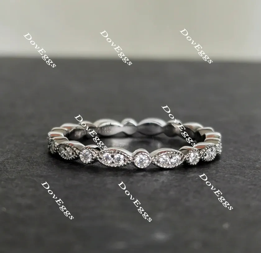 Doveggs round full eternity moissanite/lab grown diamond wedding band-2.4mm band width
