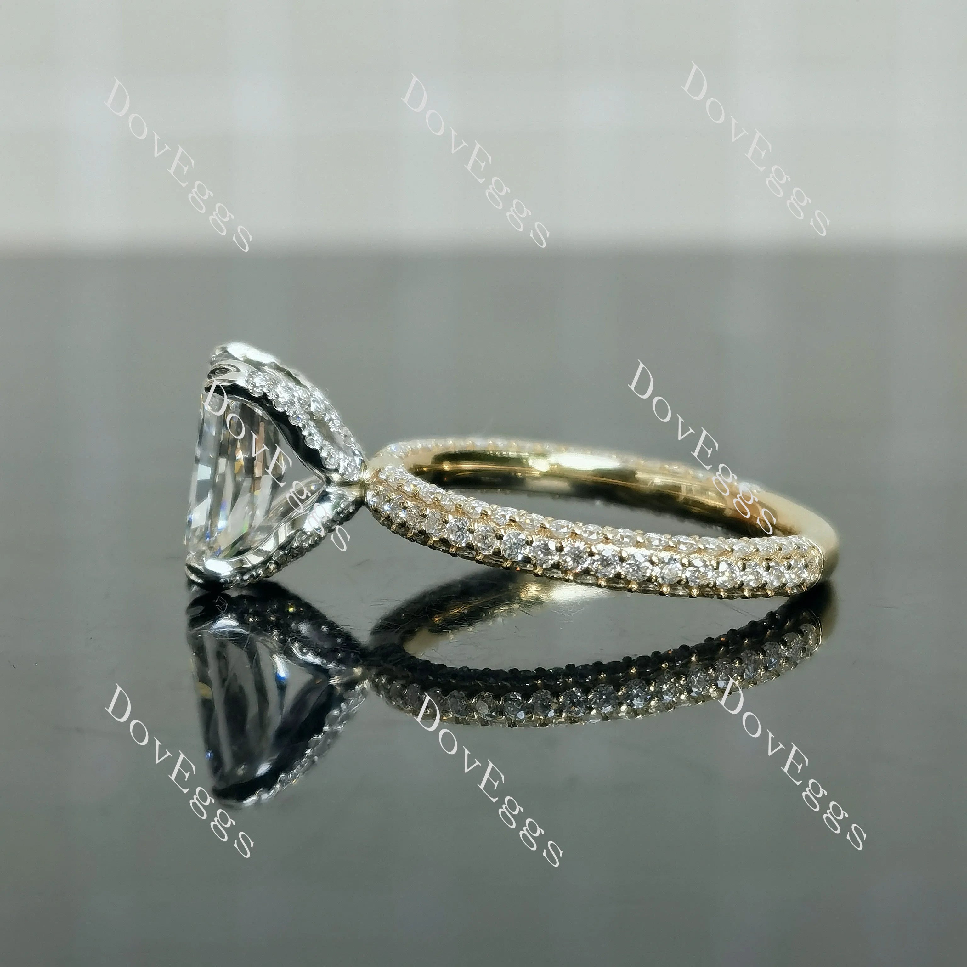 My Promise-Radiant Pave 3/4 eternity moissanite engagement ring| DovEggs