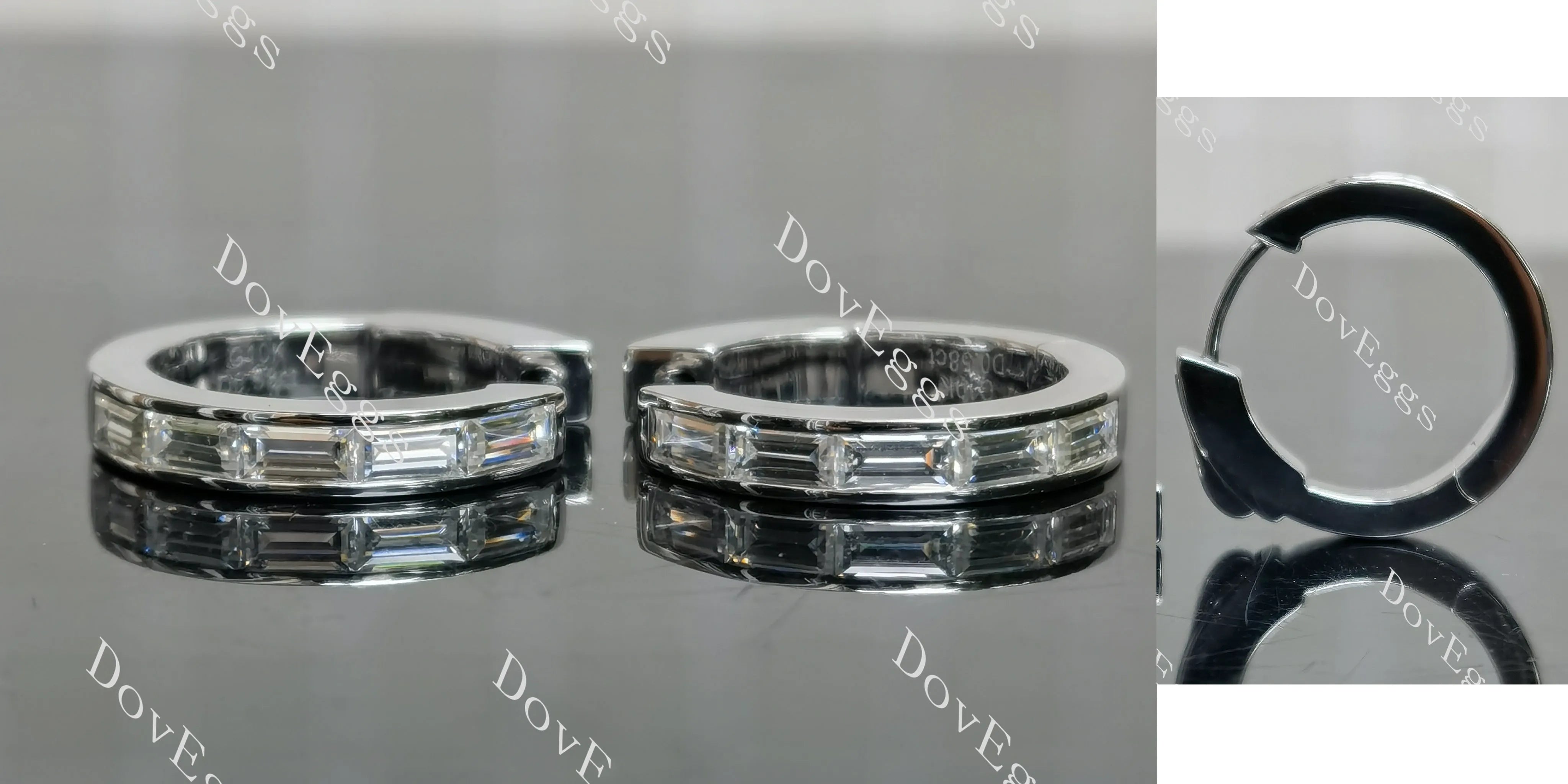 Doveggs baguette bezel moissanite/lab grown diamond earrings