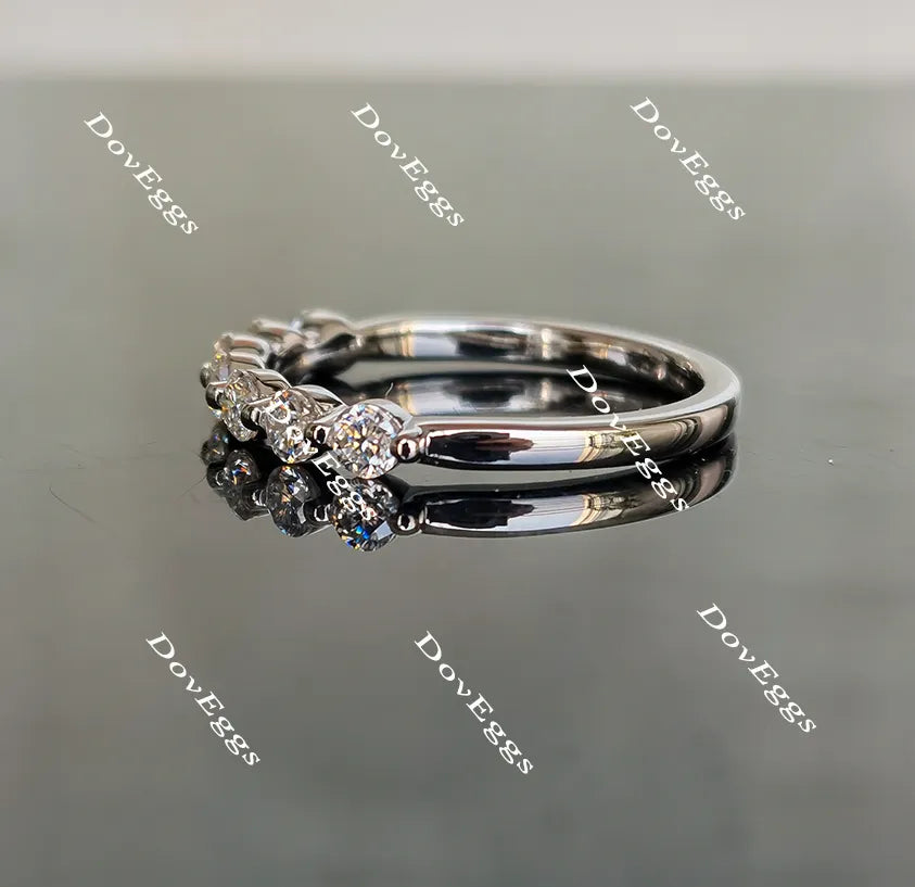 Doveggs round seven stone moissanite/lab grown diamond wedding band-2.0mm band width