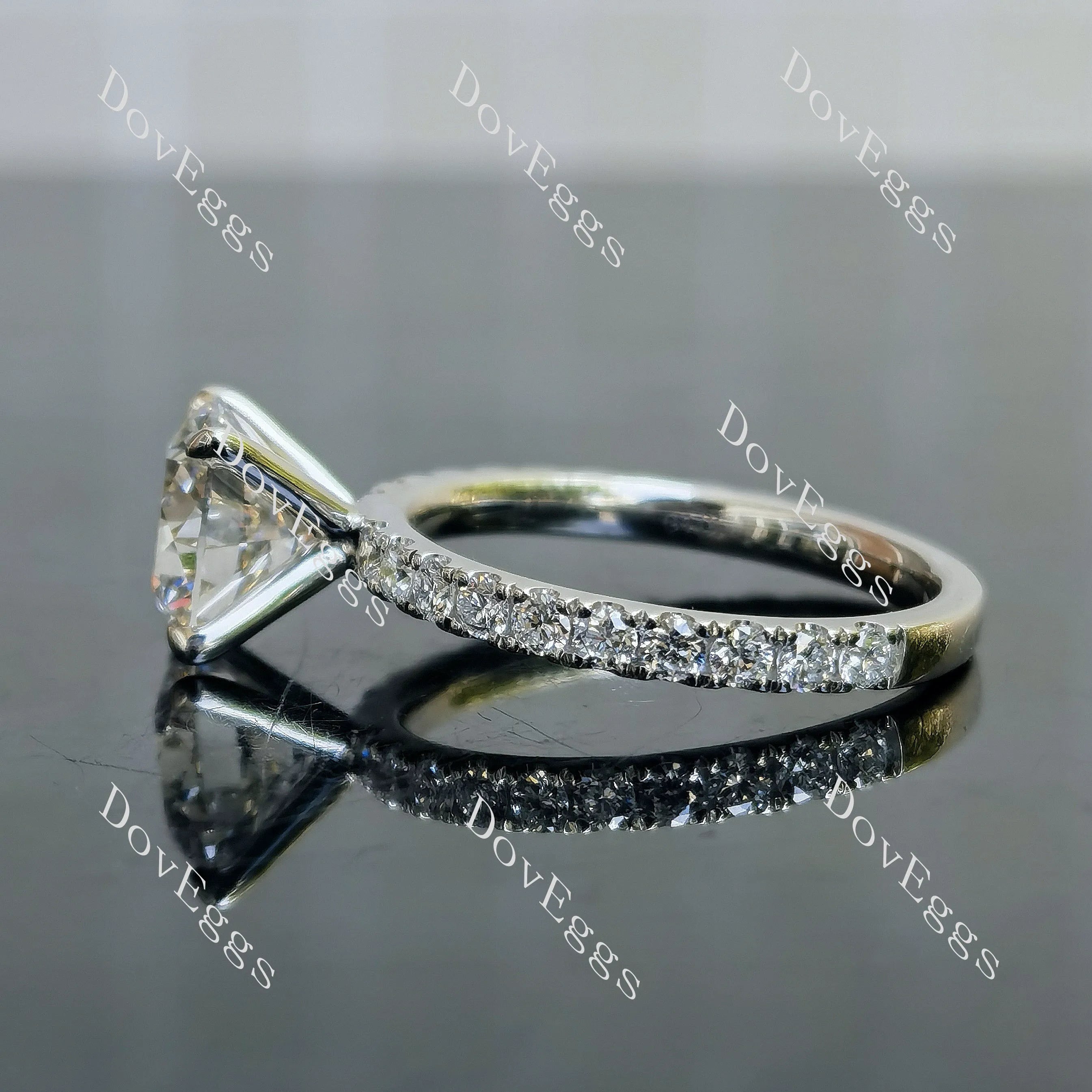 Doveggs round pave Lab Grown Diamond Engagement Ring