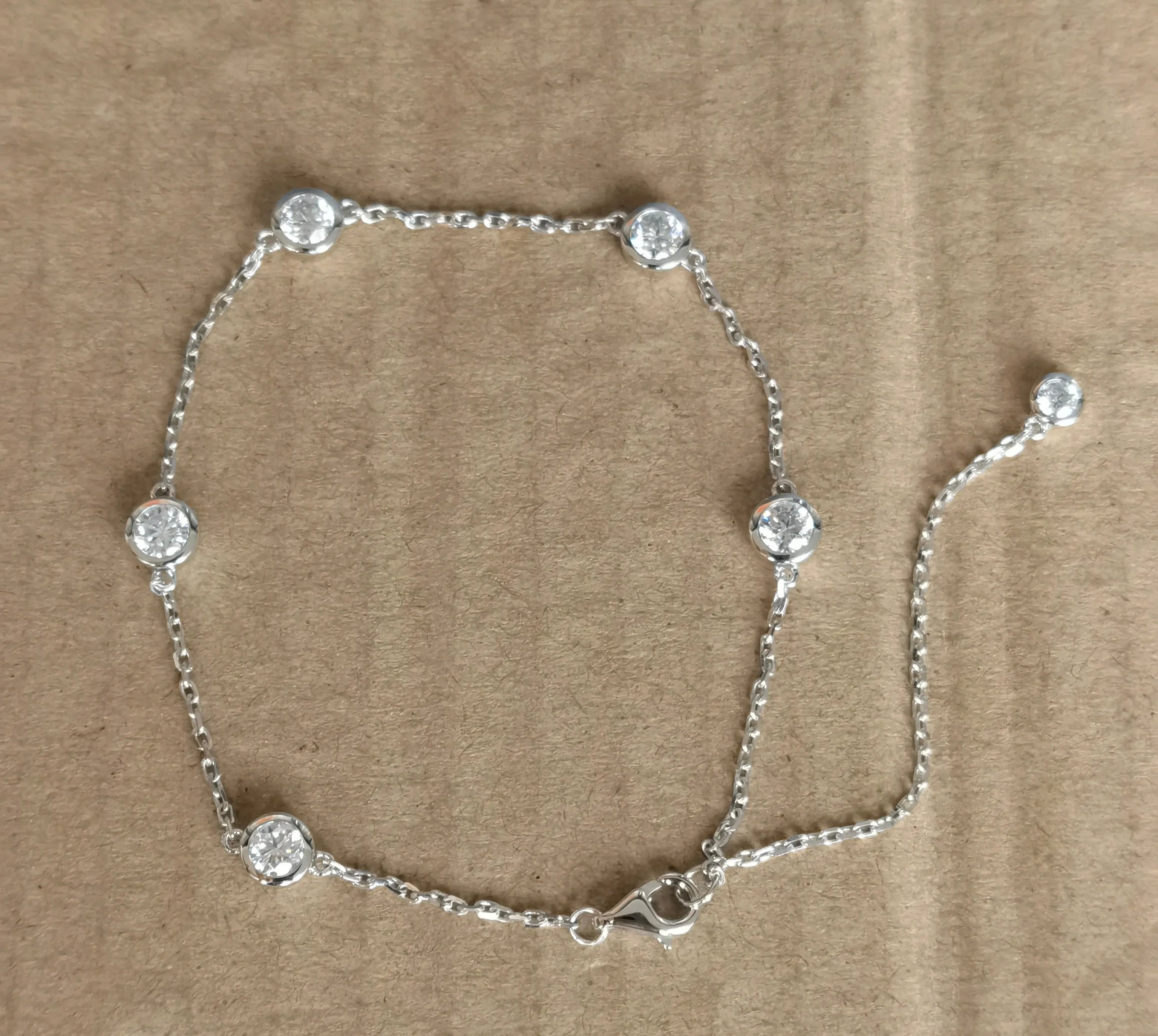 doveggs 1.25 carat bezel setting moissanite/lab grown diamond bracelet