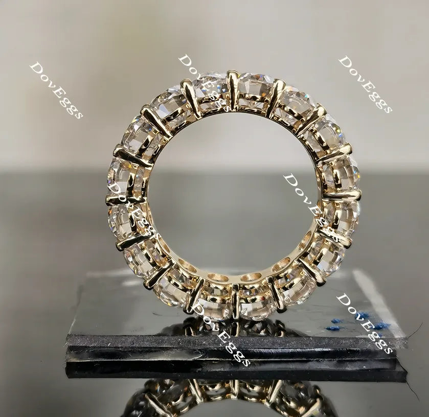Doveggs oval brilliant full eternity moissanite/lab grown diamond wedding band-6mm band width