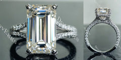 Doveggs emerald half eternity pave split shank moissanite ring