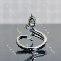 Doveggs Pear Pave Open Ring Lab Grown Diamond Engagement Ring