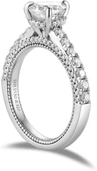 Doveggs pear vintage pave moissanite engagement ring in sterling silver