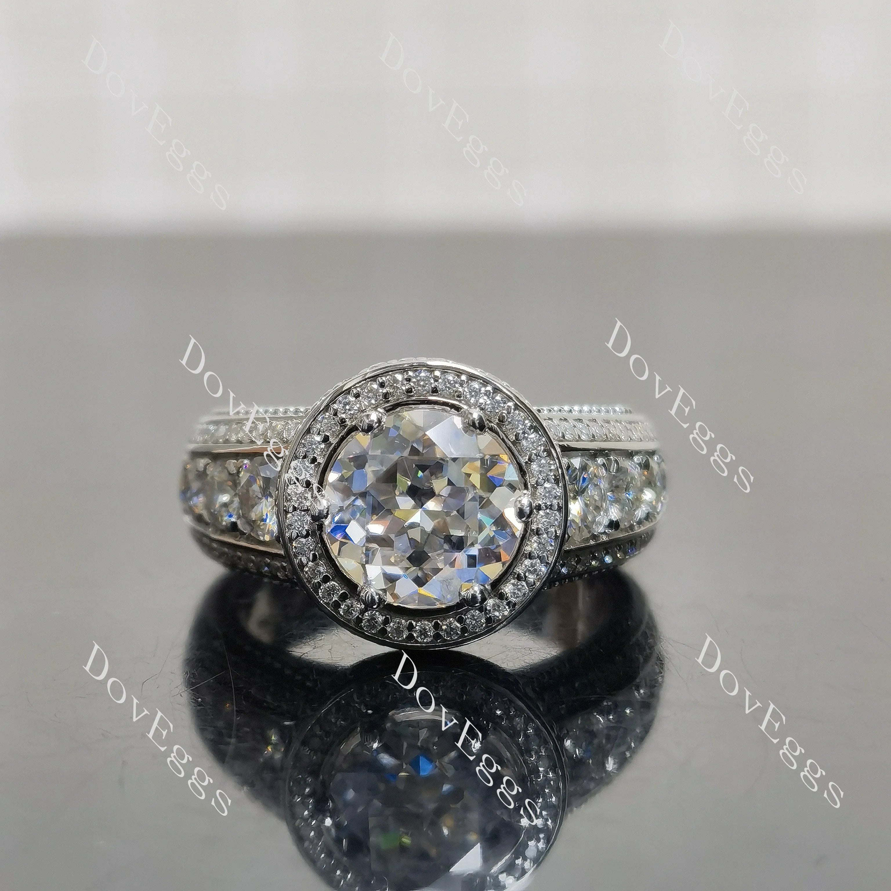(size 6.5) Doveggs sterling silver 2ct Round moissanite engagement ring