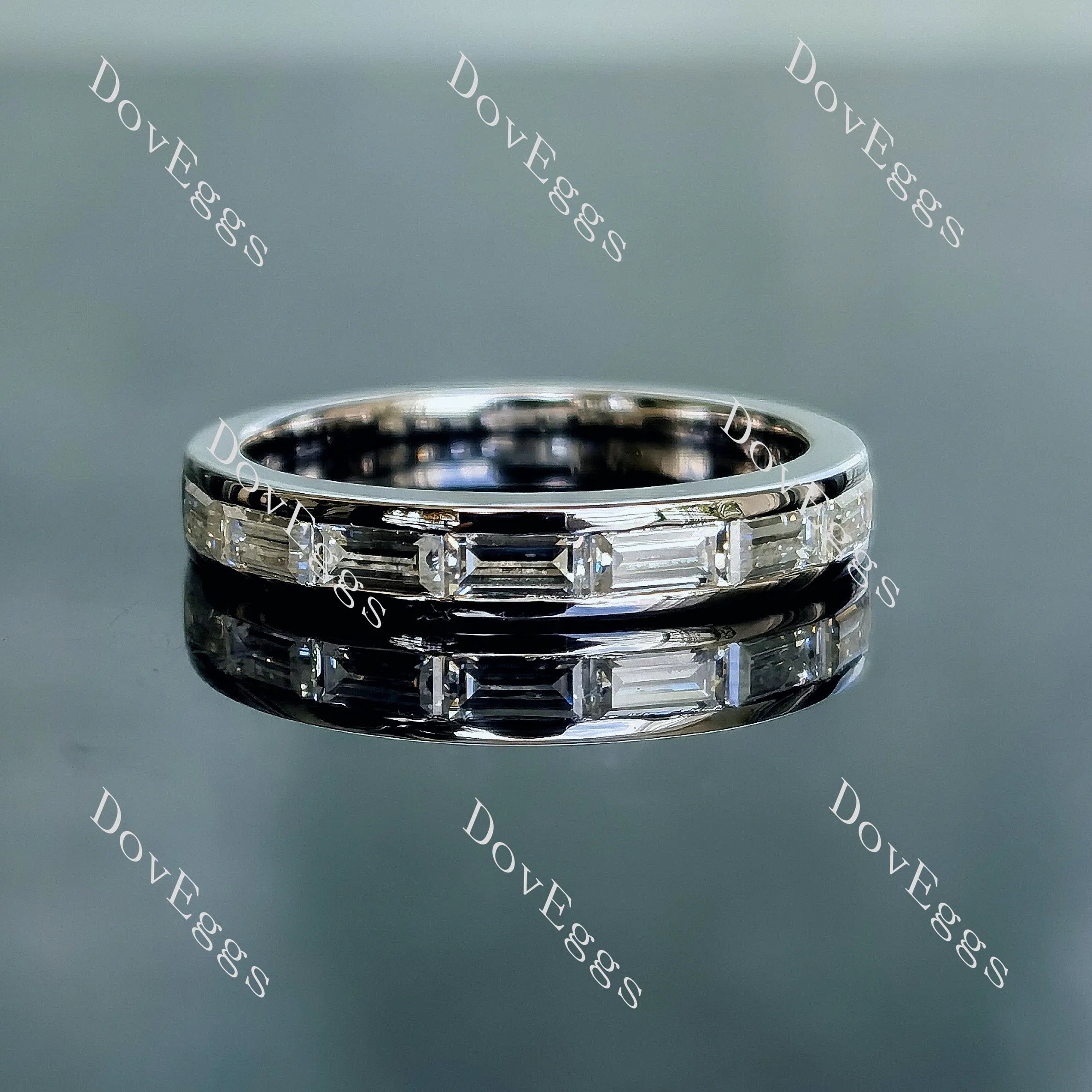 Doveggs baguette channel set moissanite/lab grown diamond wedding band-3.2mm band width