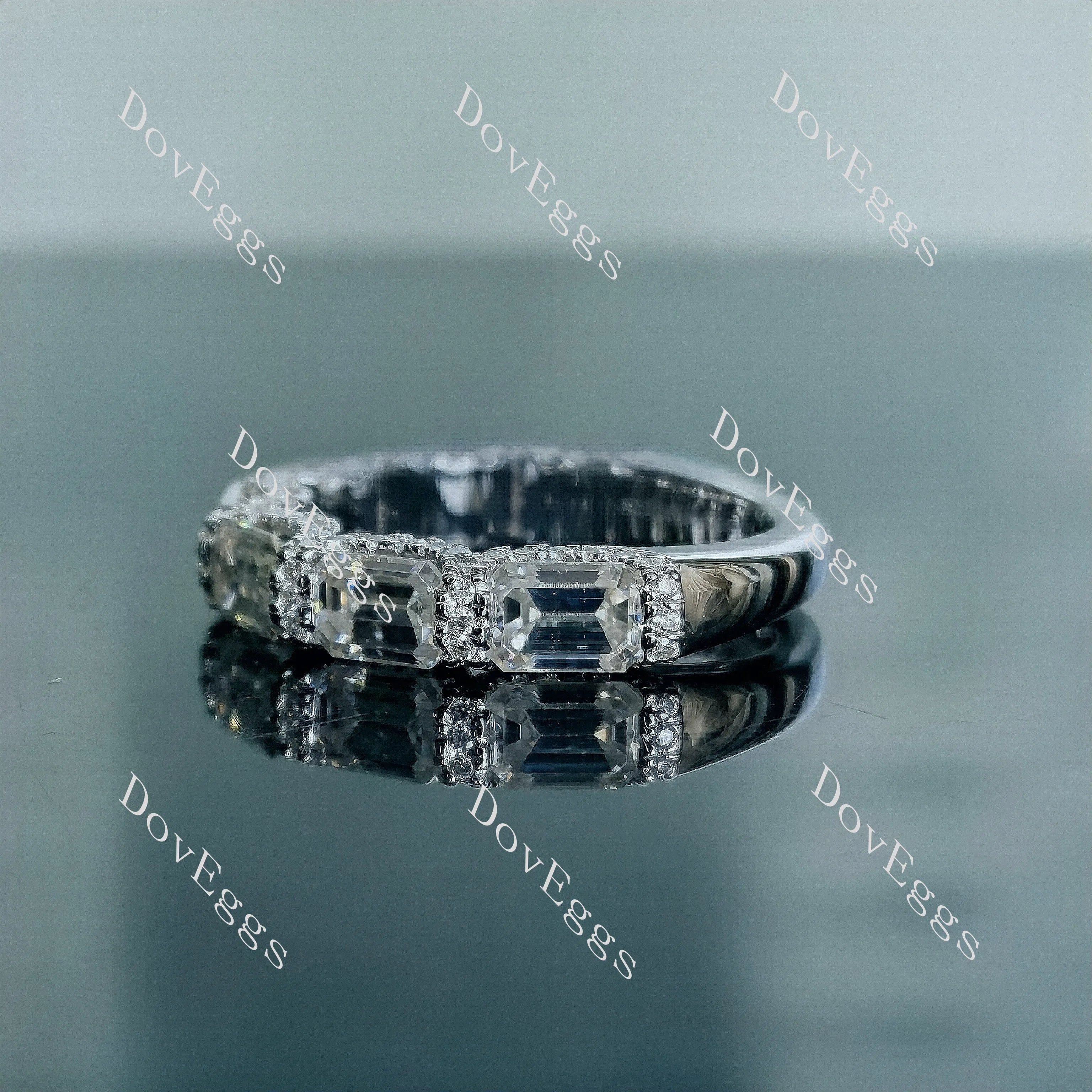 Doveggs emerald art deco pave moissanite/Lab grown diamond wedding band-2.5mm band width