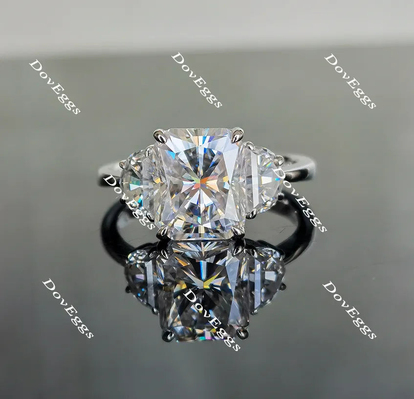 Doveggs radiant three-stone moissanite engagement ring for women