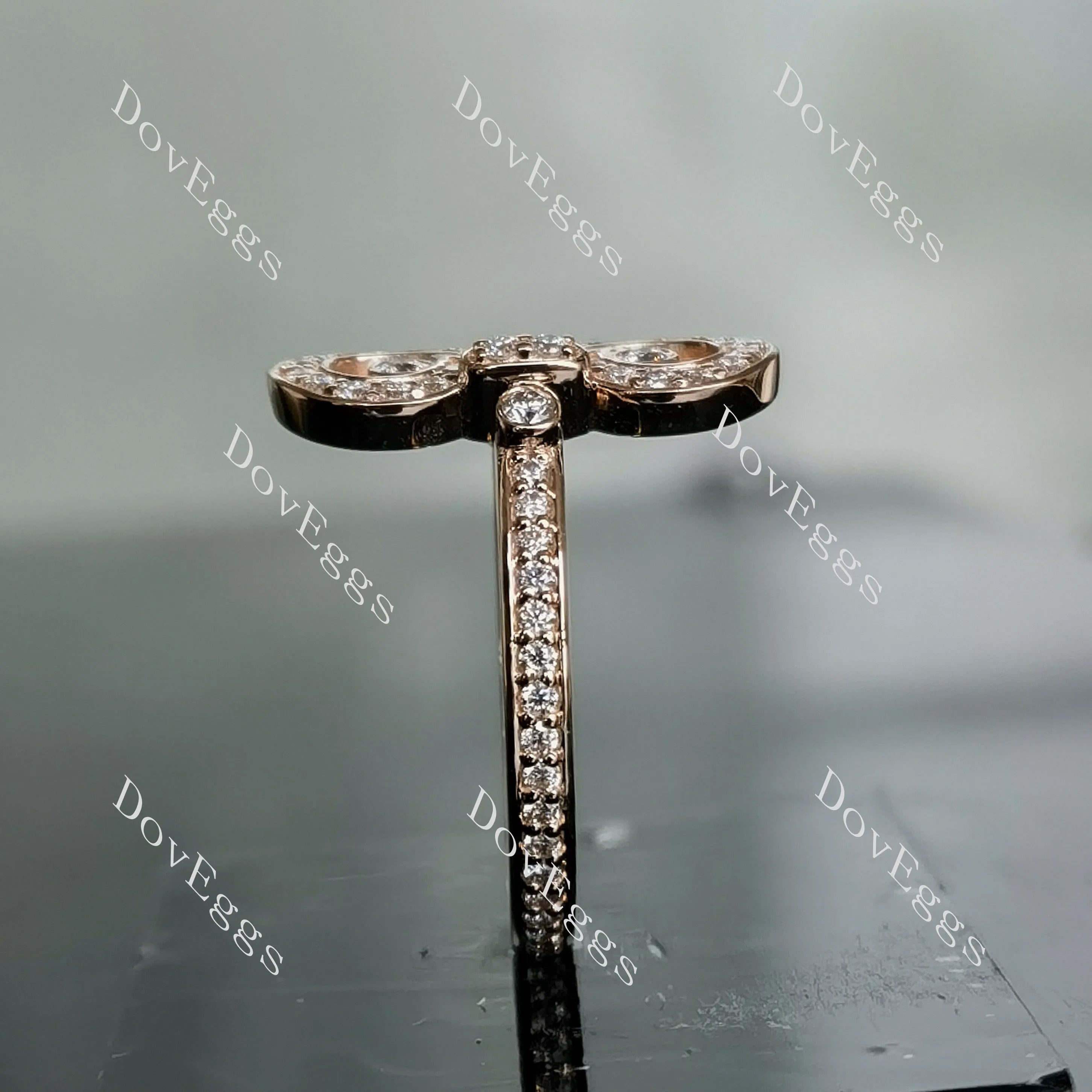 Fleur-de-lis round pave moissanite/lab grown diamond wedding band-2.2mm band width