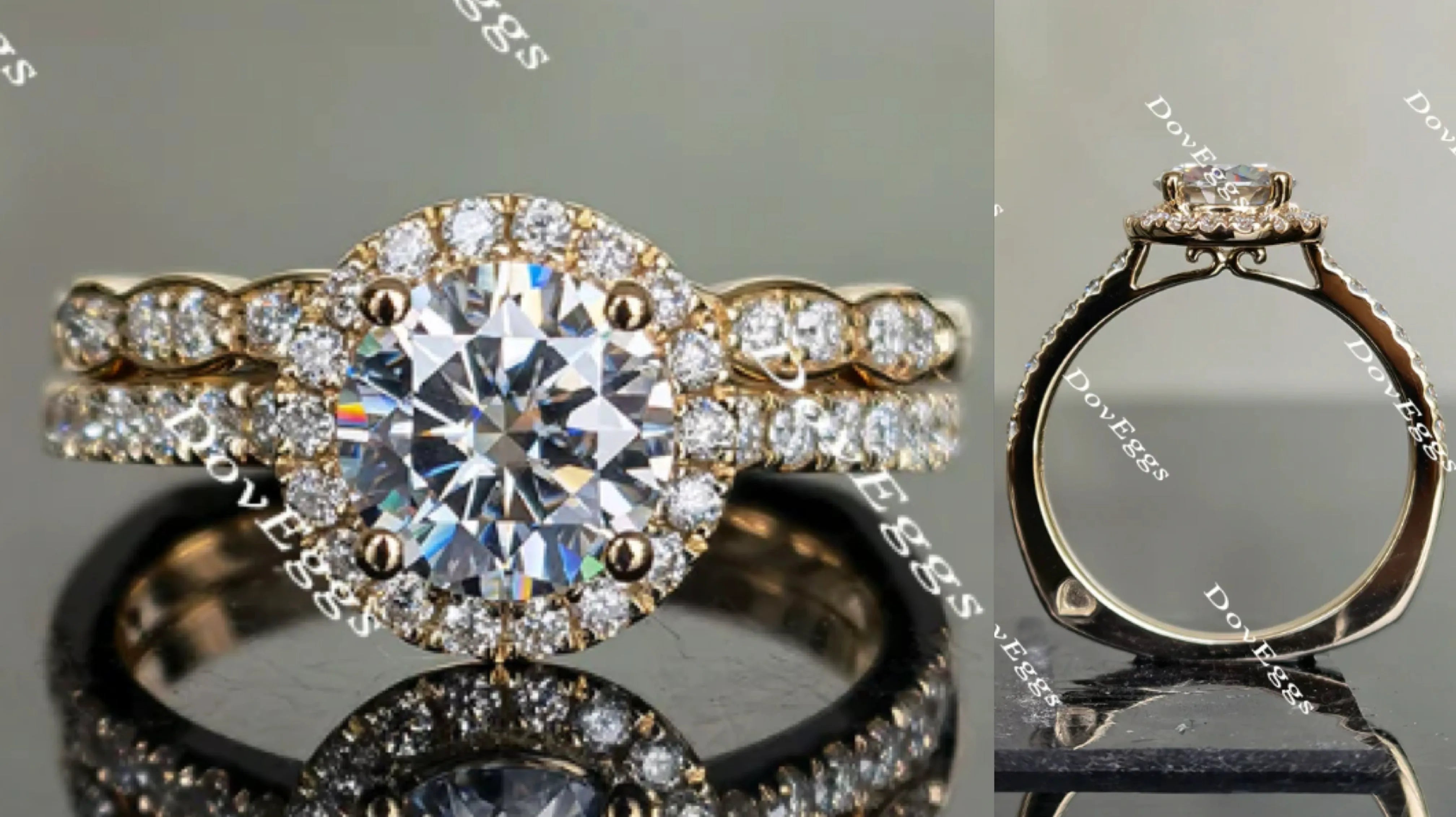 Doveggs halo round moissanite engagement ring only